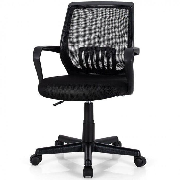 Black Mesh Swivel Adjustable Office Computer Chair with Lumbar Support