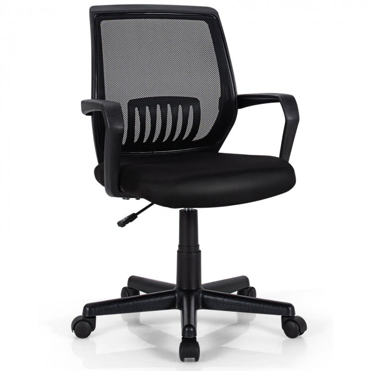 Black Mesh Swivel Adjustable Office Computer Chair with Lumbar Support