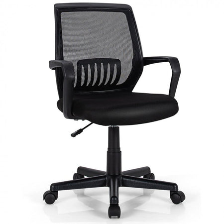 Black Mesh Swivel Adjustable Office Computer Chair with Lumbar Support