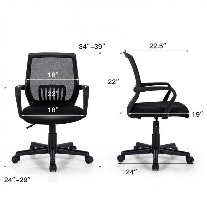 Black Mesh Swivel Adjustable Office Computer Chair with Lumbar Support
