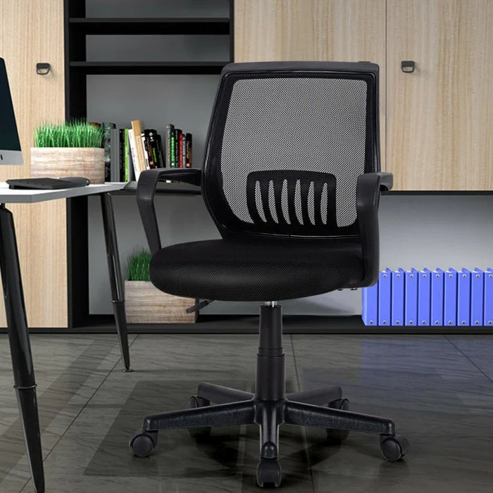 Black Mesh Swivel Adjustable Office Computer Chair with Lumbar Support