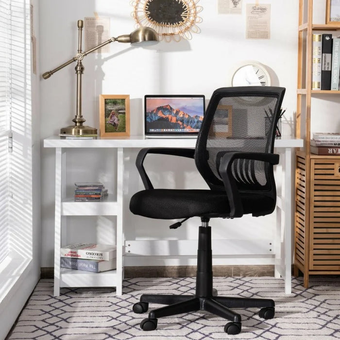 Black Mesh Swivel Adjustable Office Computer Chair with Lumbar Support