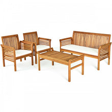 Load image into Gallery viewer, 4-Piece Acacia Wood Outdoor Patio Sofa Set
