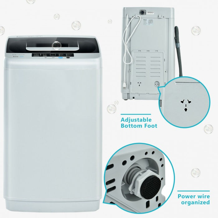 8.8 lbs Portable Large Capacity Gray Fully Automatic Washing Machine Spin Dryer with Drain Pump