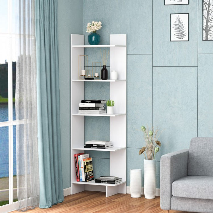 5-Tier Free-Standing Floor Bookcase - Office Furniture Storage Shelving Unit