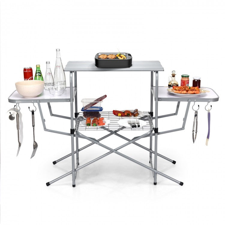 Outdoor Aluminum Portable Folding BBQ Table Grill