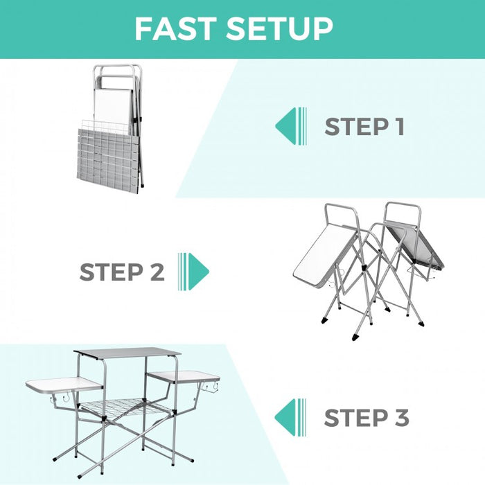 Outdoor Aluminum Portable Folding BBQ Table Grill