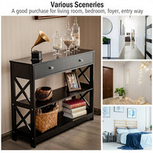 Load image into Gallery viewer, Costway Modern White/Black Entryway Table with Drawer - Suitable for Living Room and Porch
