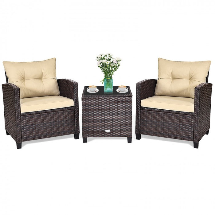 3-Piece Outdoor Patio Furniture Set with Built-in Cushions