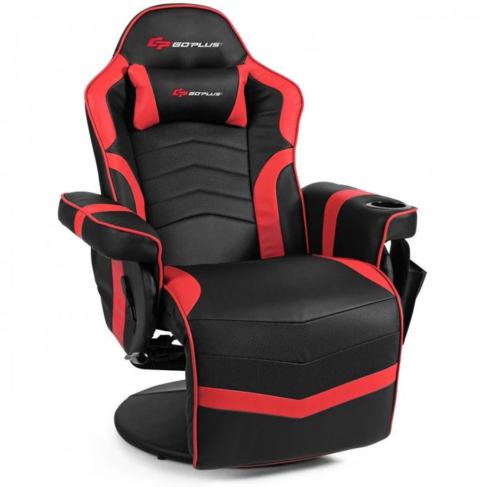 2024 High-Back Massage Gaming Chair with Headrest and Cup Holder