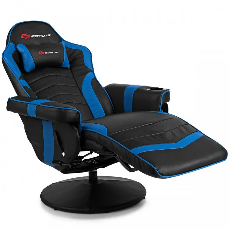 2024 High-Back Massage Gaming Chair with Headrest and Cup Holder