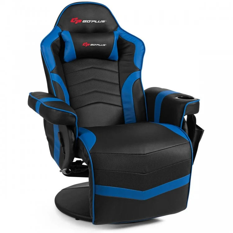 2024 High-Back Massage Gaming Chair with Headrest and Cup Holder