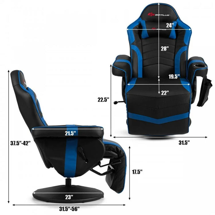 2024 High-Back Massage Gaming Chair with Headrest and Cup Holder