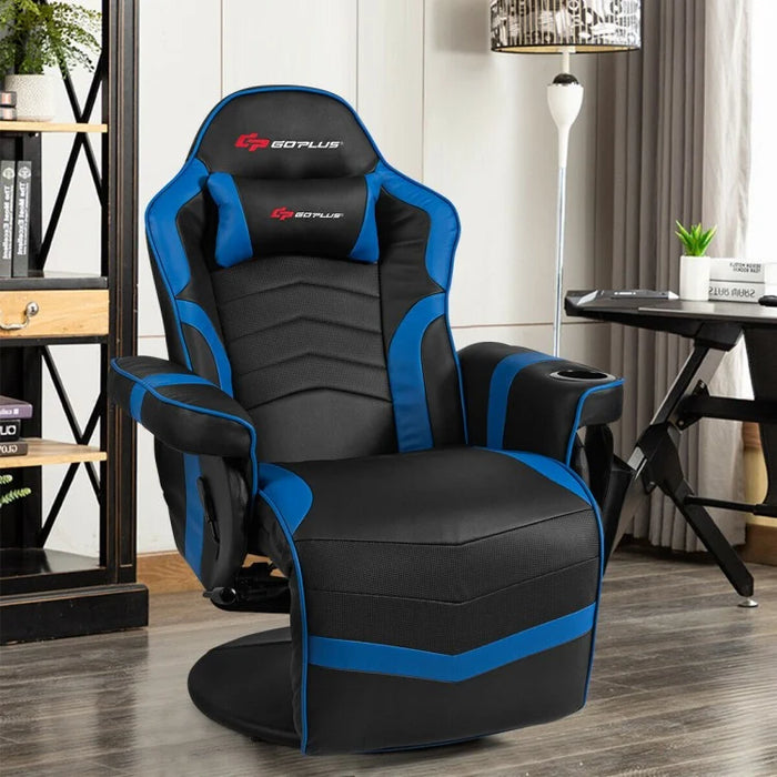 2024 High-Back Massage Gaming Chair with Headrest and Cup Holder