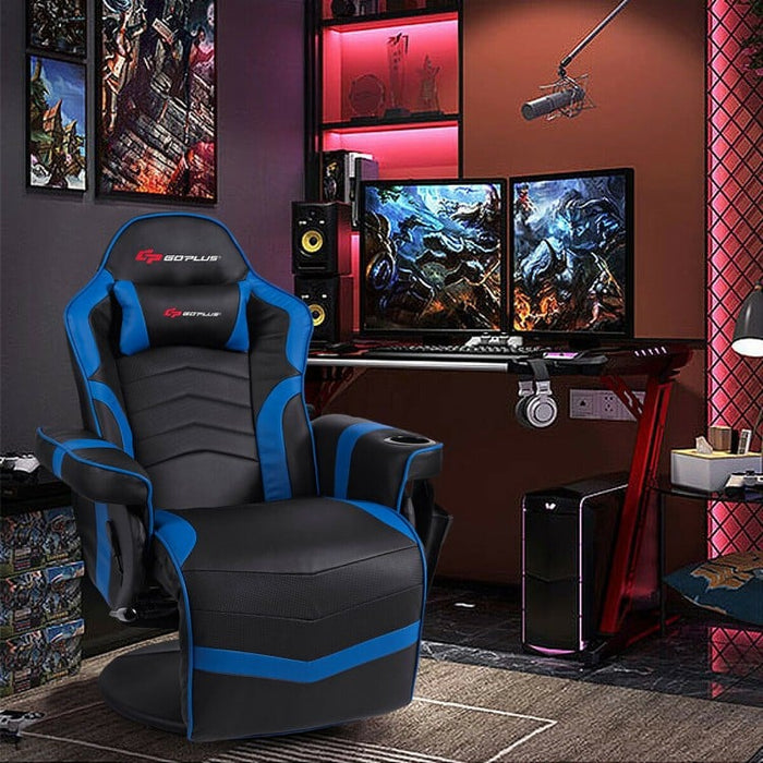 2024 High-Back Massage Gaming Chair with Headrest and Cup Holder