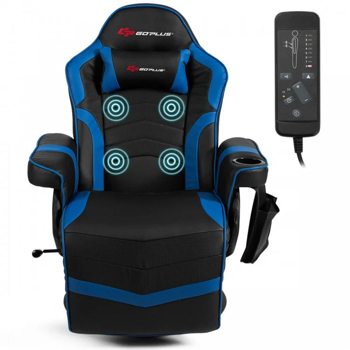 2024 High-Back Massage Gaming Chair with Headrest and Cup Holder