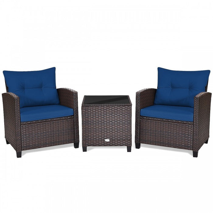 3-Piece Outdoor Patio Furniture Set with Built-in Cushions