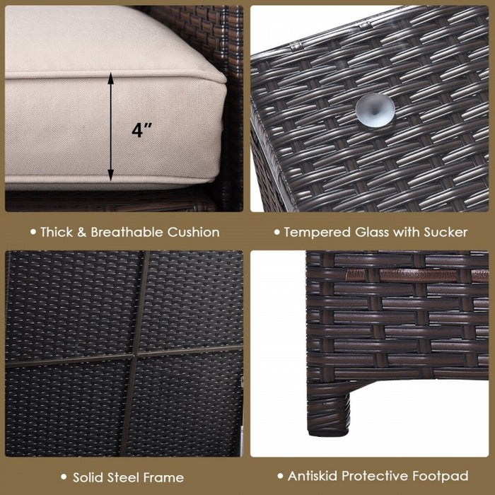 4-Piece Outdoor Wicker Sofa Set with Storage Cabinet for Patio