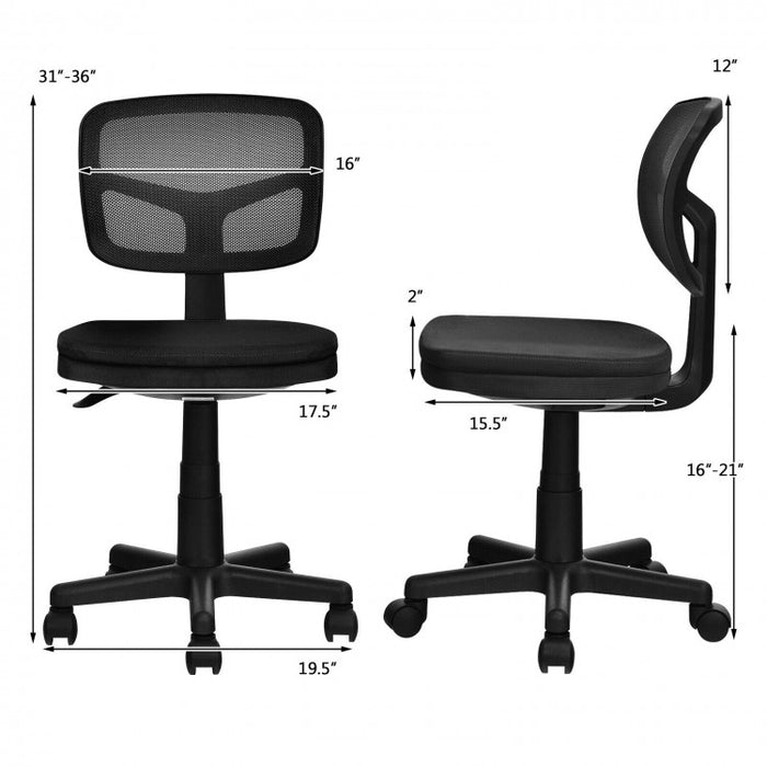 Armless Swivel Office Computer Chair with Adjustable Height