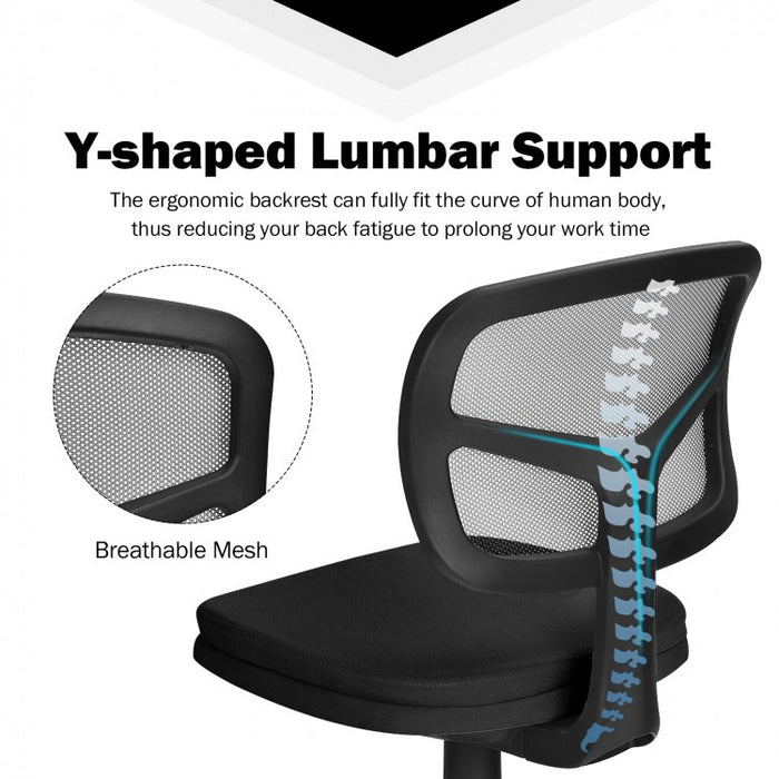 Armless Swivel Office Computer Chair with Adjustable Height