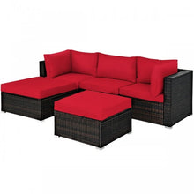 Load image into Gallery viewer, Costway Affordable Sectional Couches 5-Piece Set with Ottoman Table - Suitable for Patio, Garden, and Backyard
