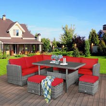 Charger l&#39;image dans la galerie, 7-Piece Modern Outdoor Wicker Sofa Set with Coffee Table
