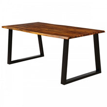 Load image into Gallery viewer, Industrial Style Rectangular Wooden Dining Table with Metal Frame - Suitable for Backyard, Patio, and Picnics
