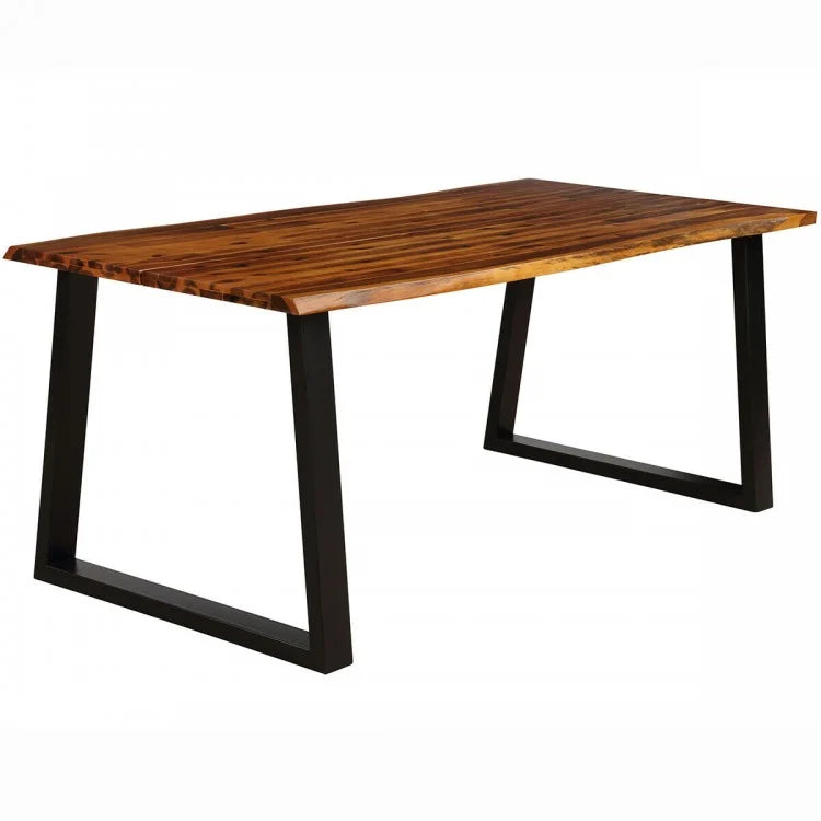 Industrial Style Rectangular Wooden Dining Table with Metal Frame - Suitable for Backyard, Patio, and Picnics