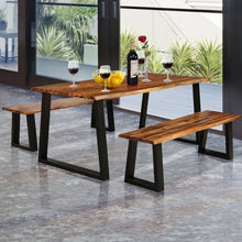 Load image into Gallery viewer, Industrial Style Rectangular Wooden Dining Table with Metal Frame - Suitable for Backyard, Patio, and Picnics
