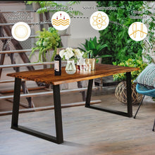 Load image into Gallery viewer, Industrial Style Rectangular Wooden Dining Table with Metal Frame - Suitable for Backyard, Patio, and Picnics
