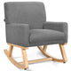 Gray Modern Minimalist Rocking Chair with Wooden Base and Cushion