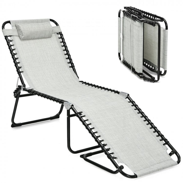 Portable Outdoor Patio/Yard Chaise Lounge Chair with Pillow