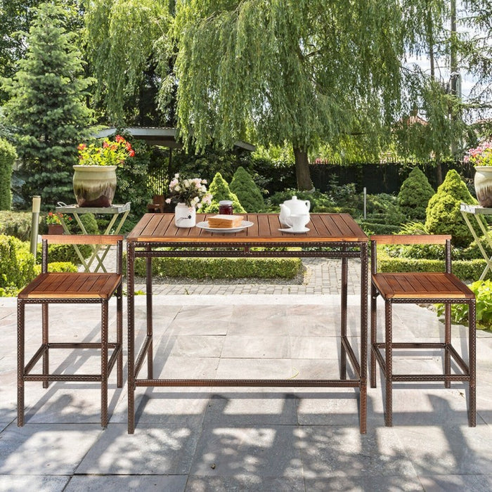 Outdoor Patio Wooden Bar Table and Chair Set