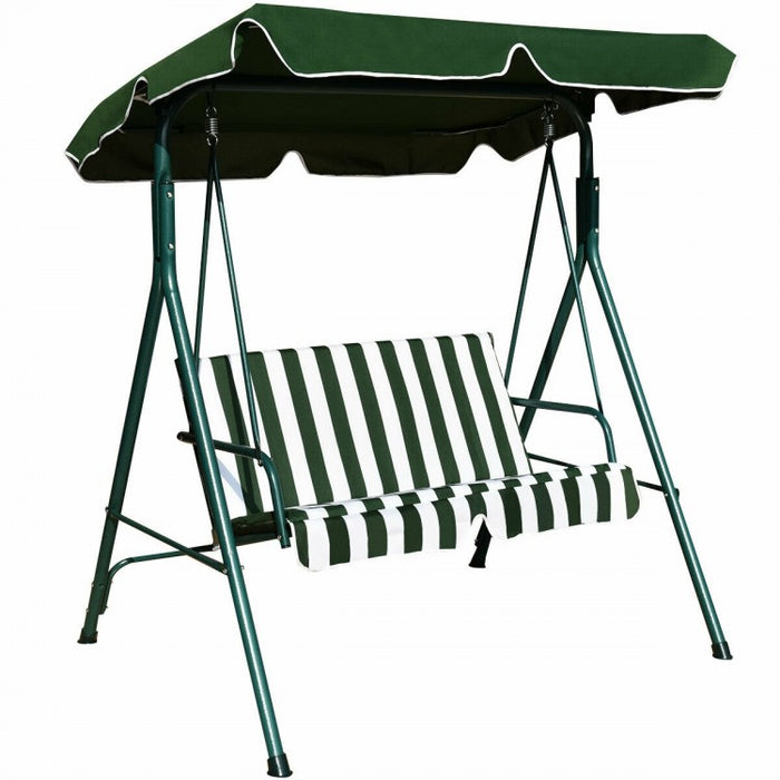 2-Person Outdoor Garden Backyard Swing Chair with Adjustable Canopy