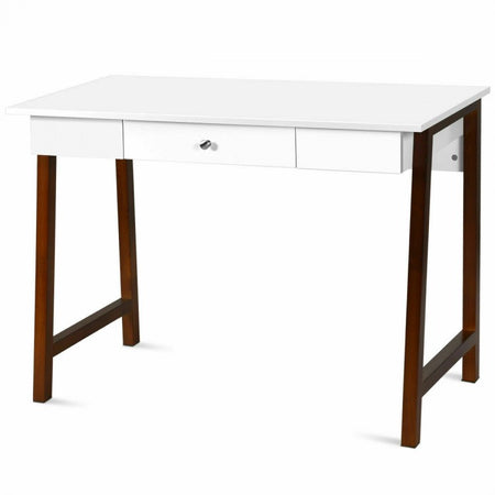 Modern Minimalist White Desk with Drawers - Computer Desk Writing Table Ideal for Bedroom and Dormitory