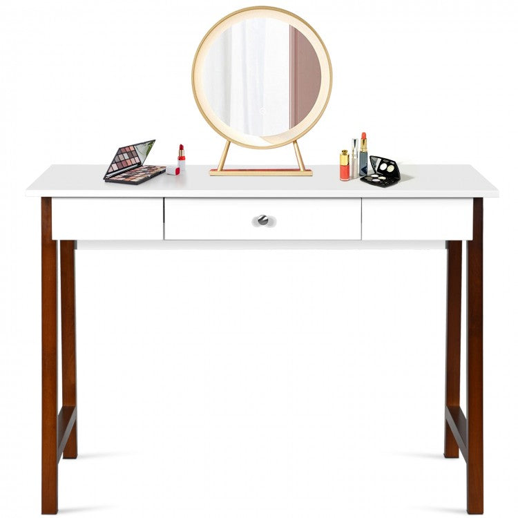Modern Minimalist White Desk with Drawers - Computer Desk Writing Table Ideal for Bedroom and Dormitory