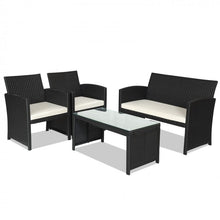 Load image into Gallery viewer, 4-Piece Outdoor Patio Wicker Sofa Set with Glass Coffee Table
