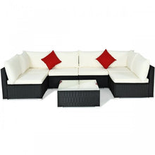Charger l&#39;image dans la galerie, 7-Piece Modular Outdoor Wicker Sofa Set with Coffee Table
