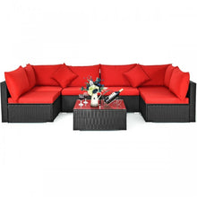 Charger l&#39;image dans la galerie, 7-Piece Modular Outdoor Wicker Sofa Set with Coffee Table
