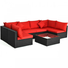 Charger l&#39;image dans la galerie, 7-Piece Modular Outdoor Wicker Sofa Set with Coffee Table

