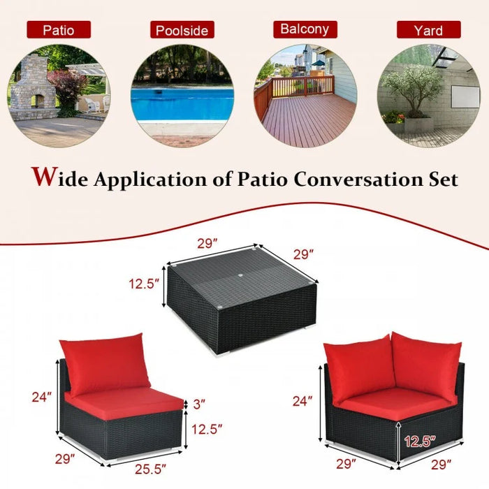 7-Piece Modular Outdoor Wicker Sofa Set with Coffee Table