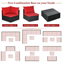 Charger l&#39;image dans la galerie, 7-Piece Modular Outdoor Wicker Sofa Set with Coffee Table
