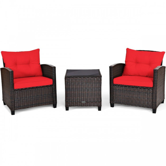 3-Piece Outdoor Patio Furniture Set with Built-in Cushions