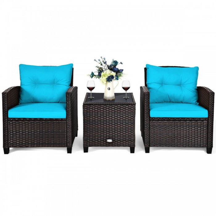 3-Piece Outdoor Patio Furniture Set with Built-in Cushions