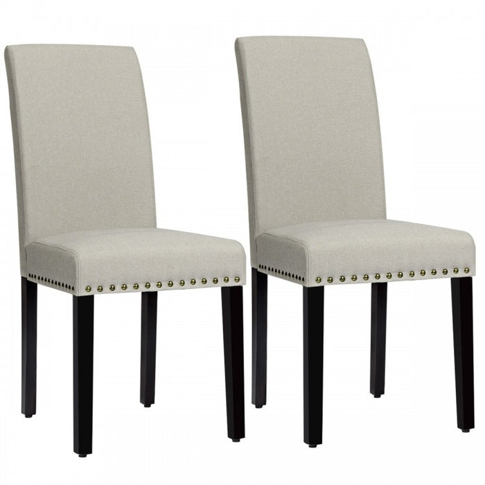 Modern Minimalist Fabric Dining Chairs Set - 2-Piece Set with Studded Design - Suitable for Restaurant and Cafe