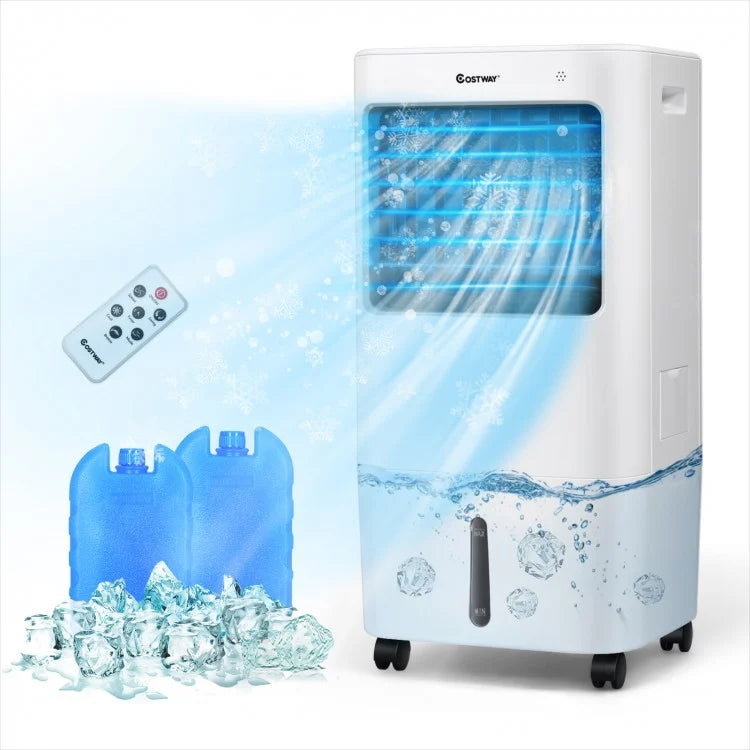 Portable Evaporative Air Cooler with Cooling, Humidifying, and Air Purifying Functions