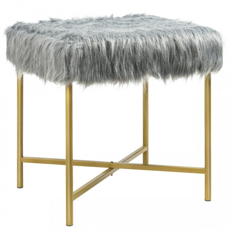 Modern Minimalist Faux Fur Footstool Suitable for Any Room