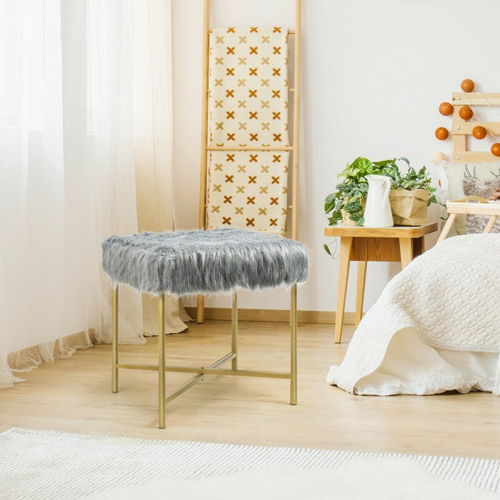 Modern Minimalist Faux Fur Footstool Suitable for Any Room