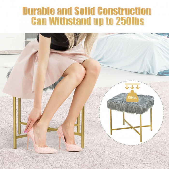 Modern Minimalist Faux Fur Footstool Suitable for Any Room