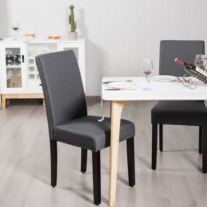 Modern Minimalist Fabric Dining Chairs Set - 2-Piece Set with Studded Design - Suitable for Restaurant and Cafe